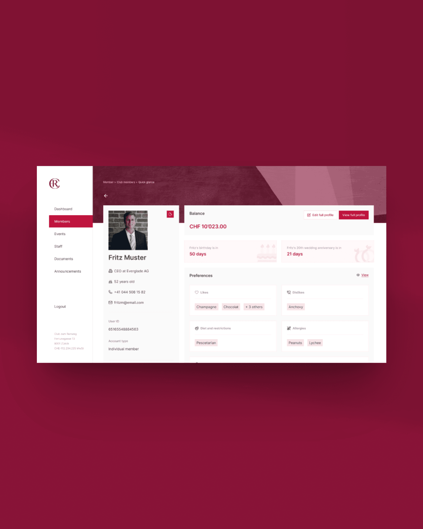 The digital platform for an exclusive Zurich private club 2