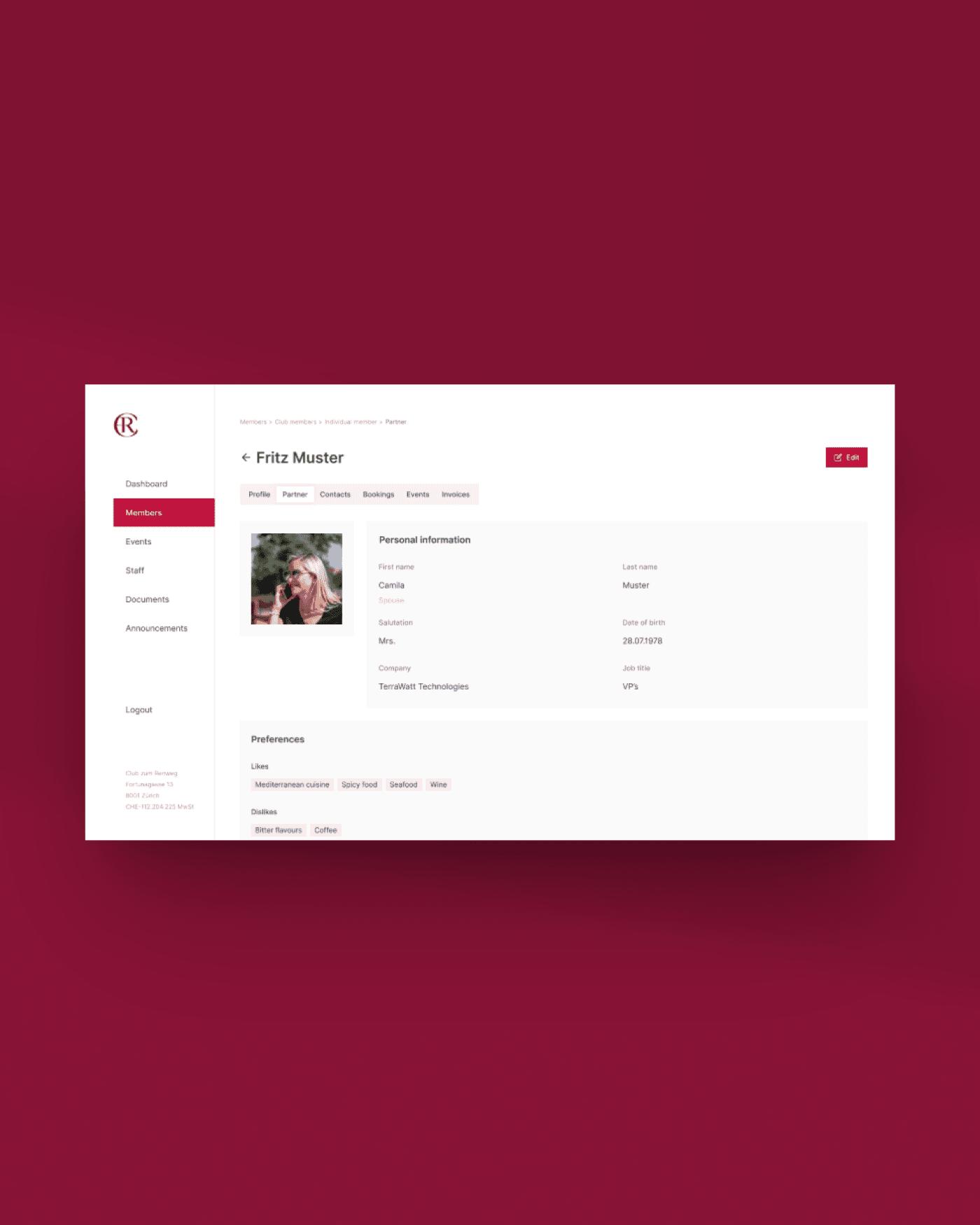 The digital platform for an exclusive Zurich private club 3