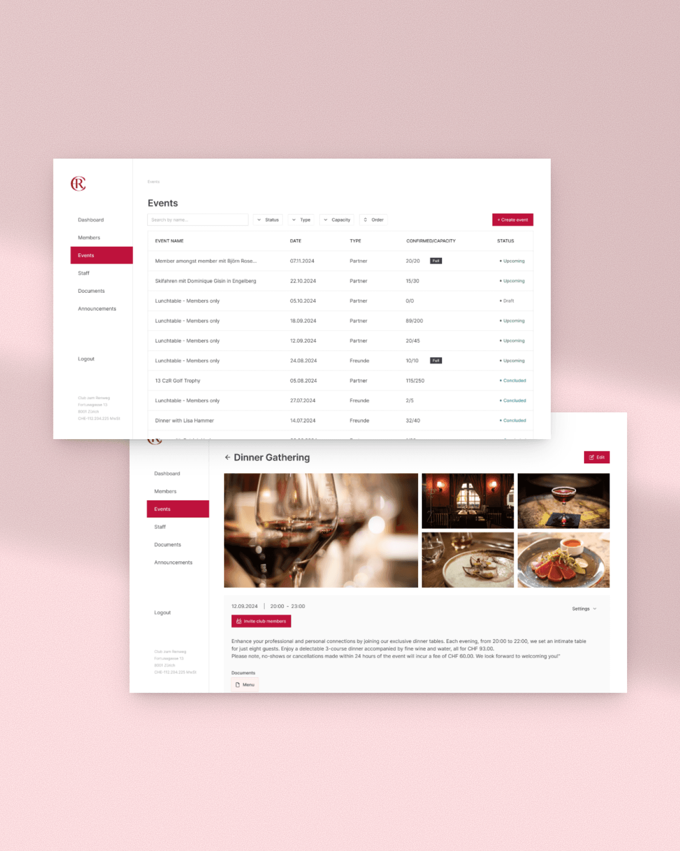 The digital platform for an exclusive Zurich private club 1