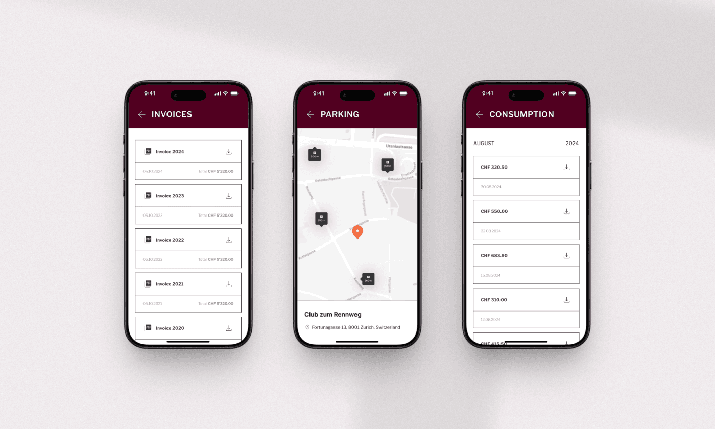The digital platform for an exclusive Zurich private club