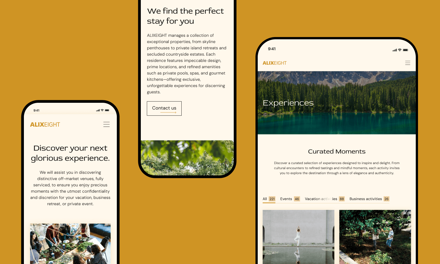 Breathtaking luxury moments organized in an instant: ALIXEIGHT