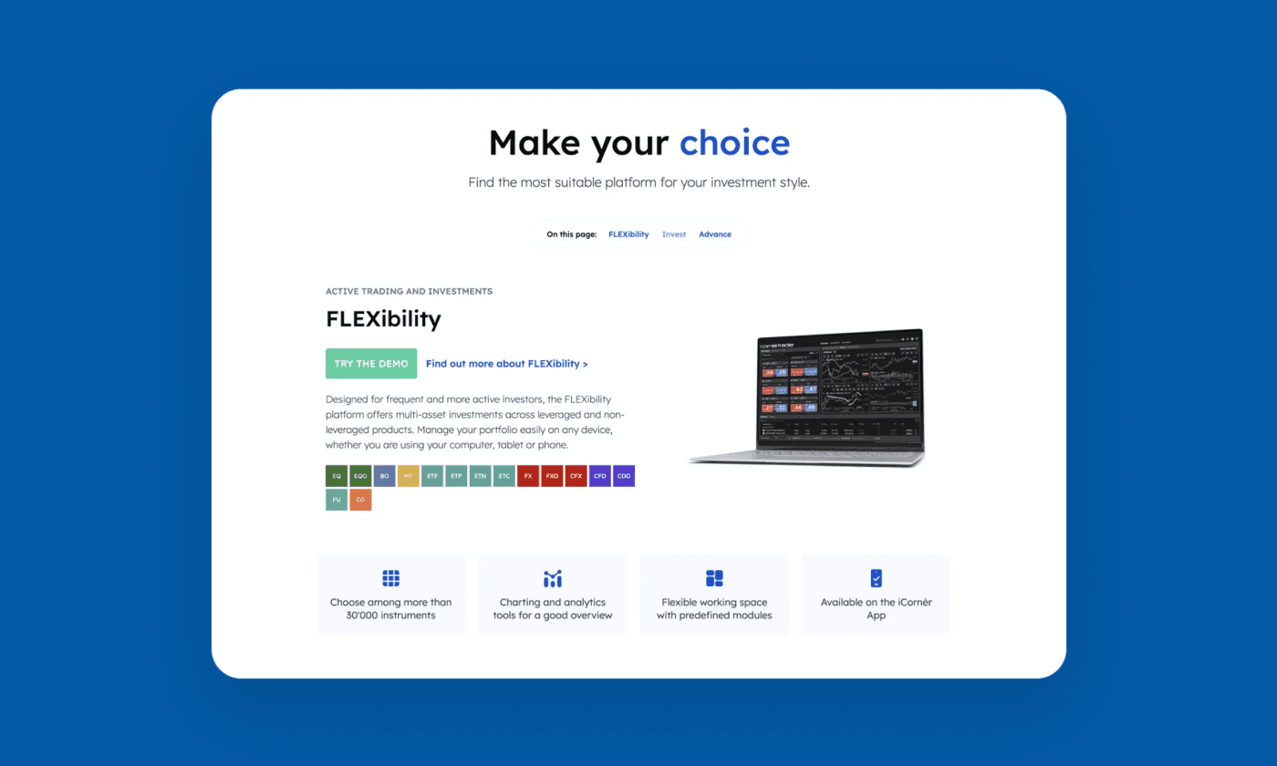Leaner and clearer than ever: the new Cornèrtrader website